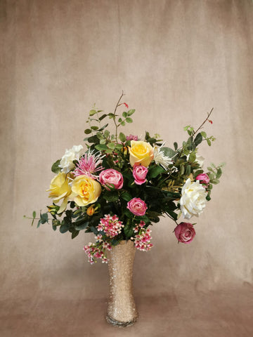 Faux Flower Arrangement by Evergreen Flowers Ireland , Timeless Beauty , Silk Flowers, Faux Floral Decor, Artificial Floral Displays , Wedding Flowers, Wedding Bouquet 