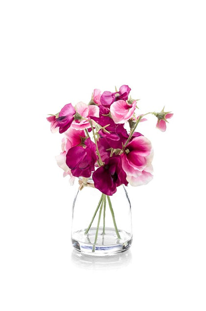 Artificial Sweet Pea Jar by Evergreen Flowers, Ireland, Timeless Beauty, Faux Flowers in Jars, Artificial Flowers Set in Resin 