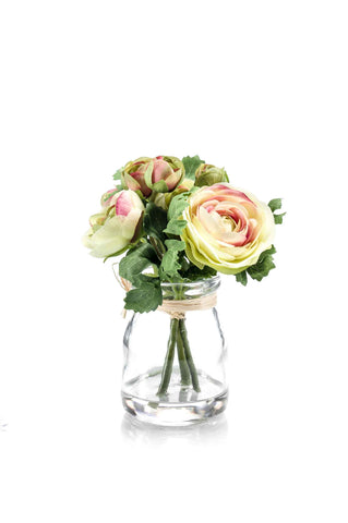 Artificial Ranunculus Floral mini Bouquet by Evergreen Flowers, Ireland, Timeless Beauty, Artificial Flowers in Resin, Faux Flowers, Silk Flowers